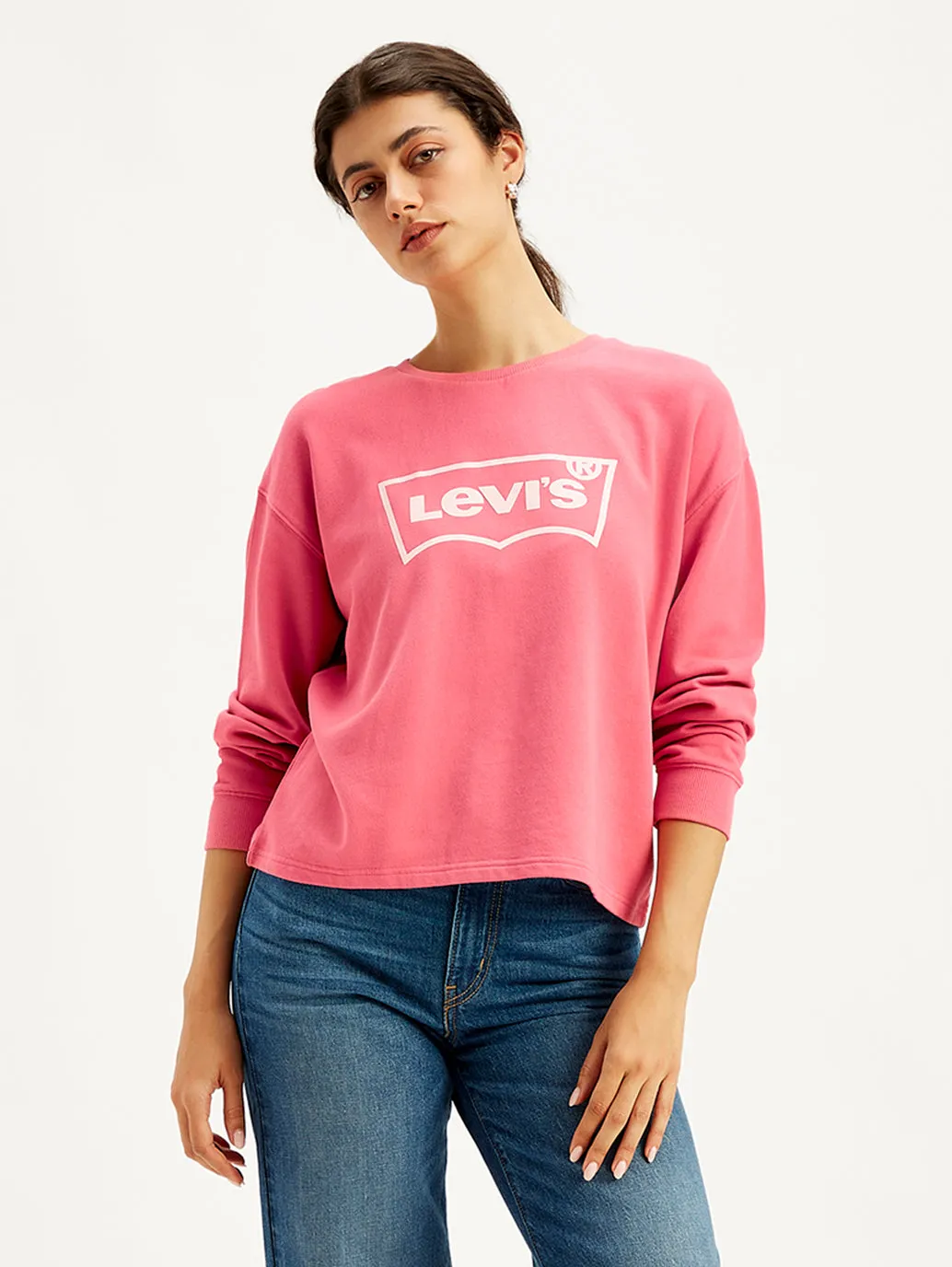 Timeless Minimal product bow cuteness Women's Brand Logo Pink Crew Neck Sweatshirt