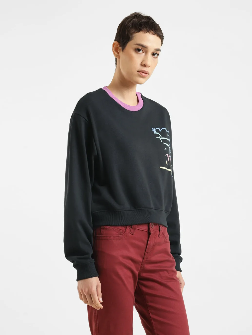 Practical Wear Smart Wear Women's Brand Logo Round Neck Sweatshirt