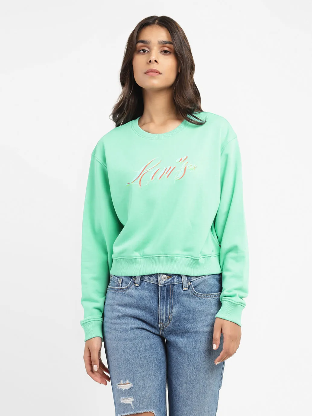Classic Layering Women's Brand Logo Round Neck Sweatshirt