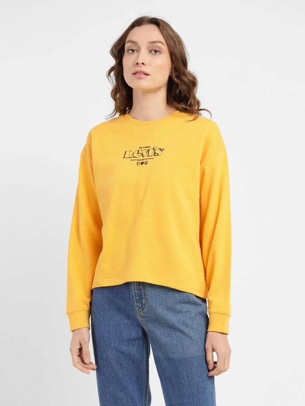 Women's Brand Logo Round Neck Sweatshirt Chic Fit