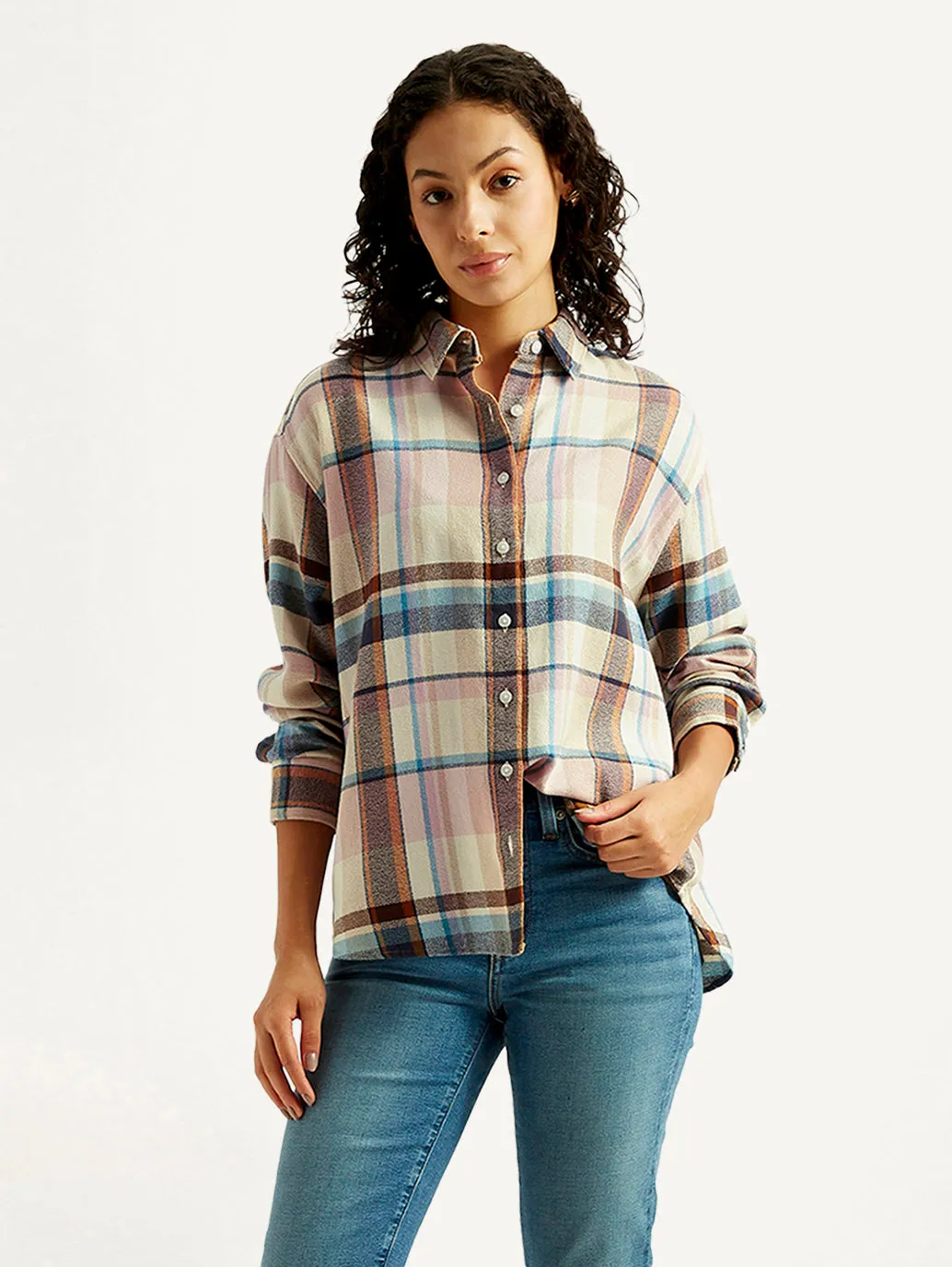 Button Down Design Women's Checkered Slim Fit Shirt