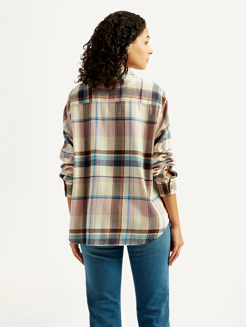 Double Stitched Hems Camouflage Print Women's Checkered Slim Fit Shirt