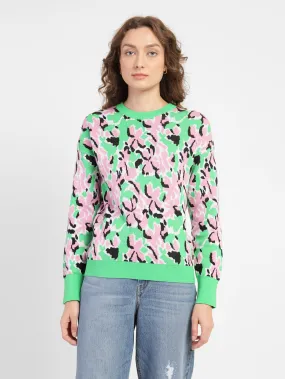 Stylish Wear Women's Floral Print Crew Neck Sweater