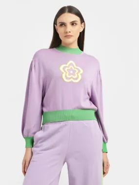 Women's Floral Print High Neck Sweater Chill Fit