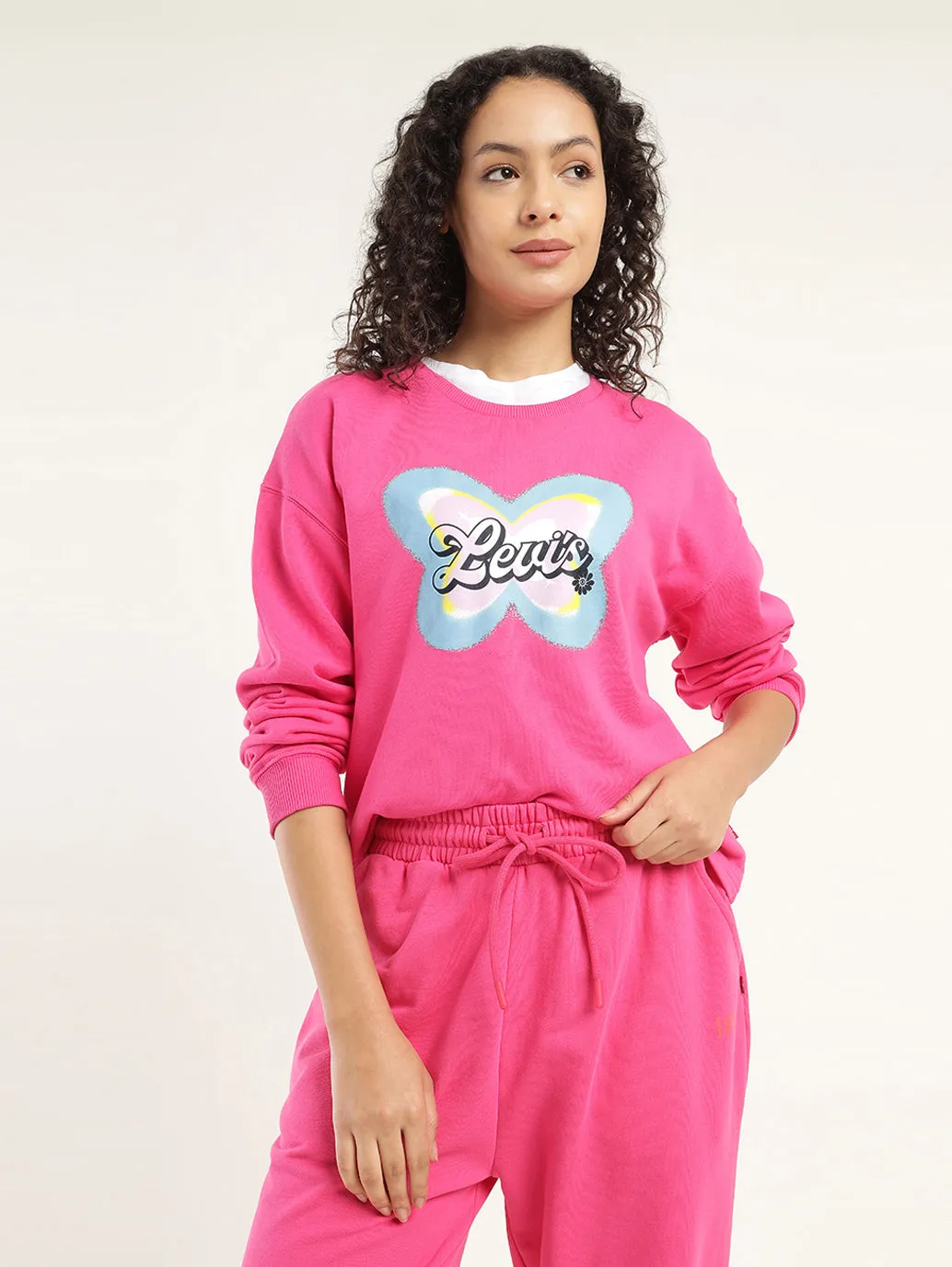product beach relaxation vibe Women's Graphic Pink Crew Neck Sweatshirt