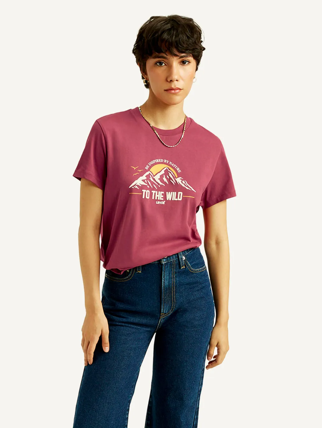 Women's Graphic Print Relaxed Fit T-shirt Wool combination V neck style