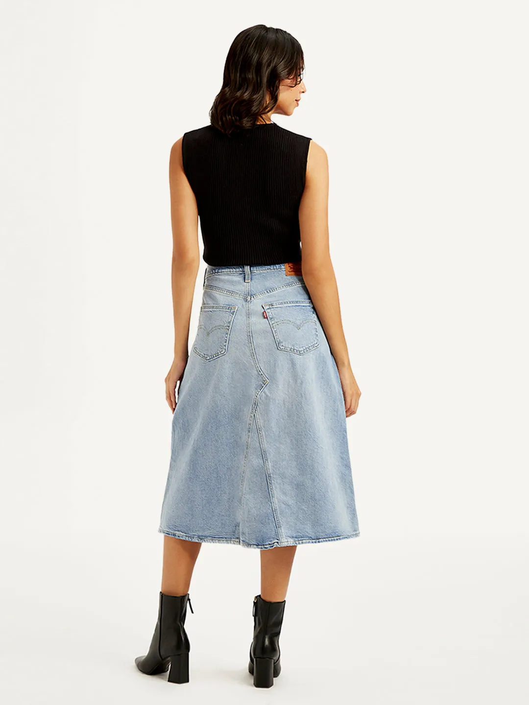 Women's High Rise Blue A-Line Skirt Core Collection tech fabric