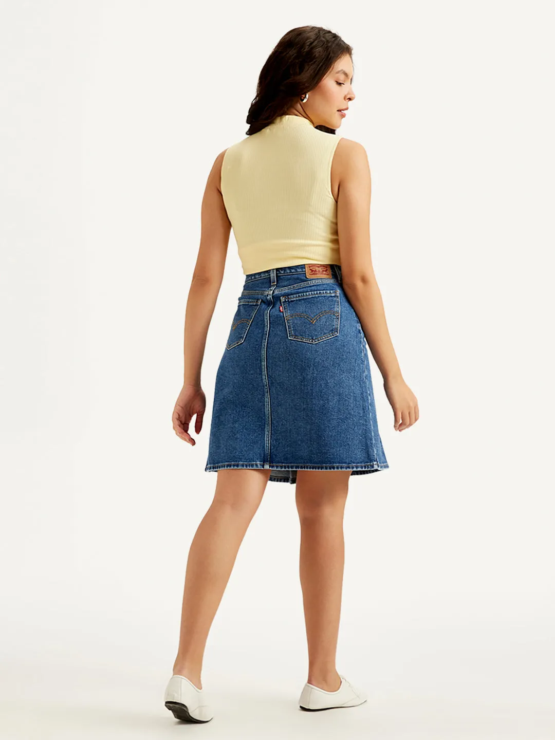 Friction Free Travel Influence Women's High Rise Blue A-Line Skirt