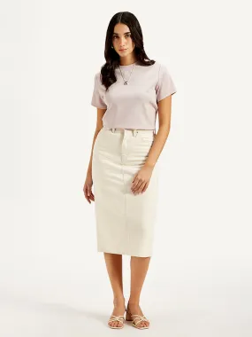 Women's High Rise Off-White?Slim Fit Skirt Modern Design