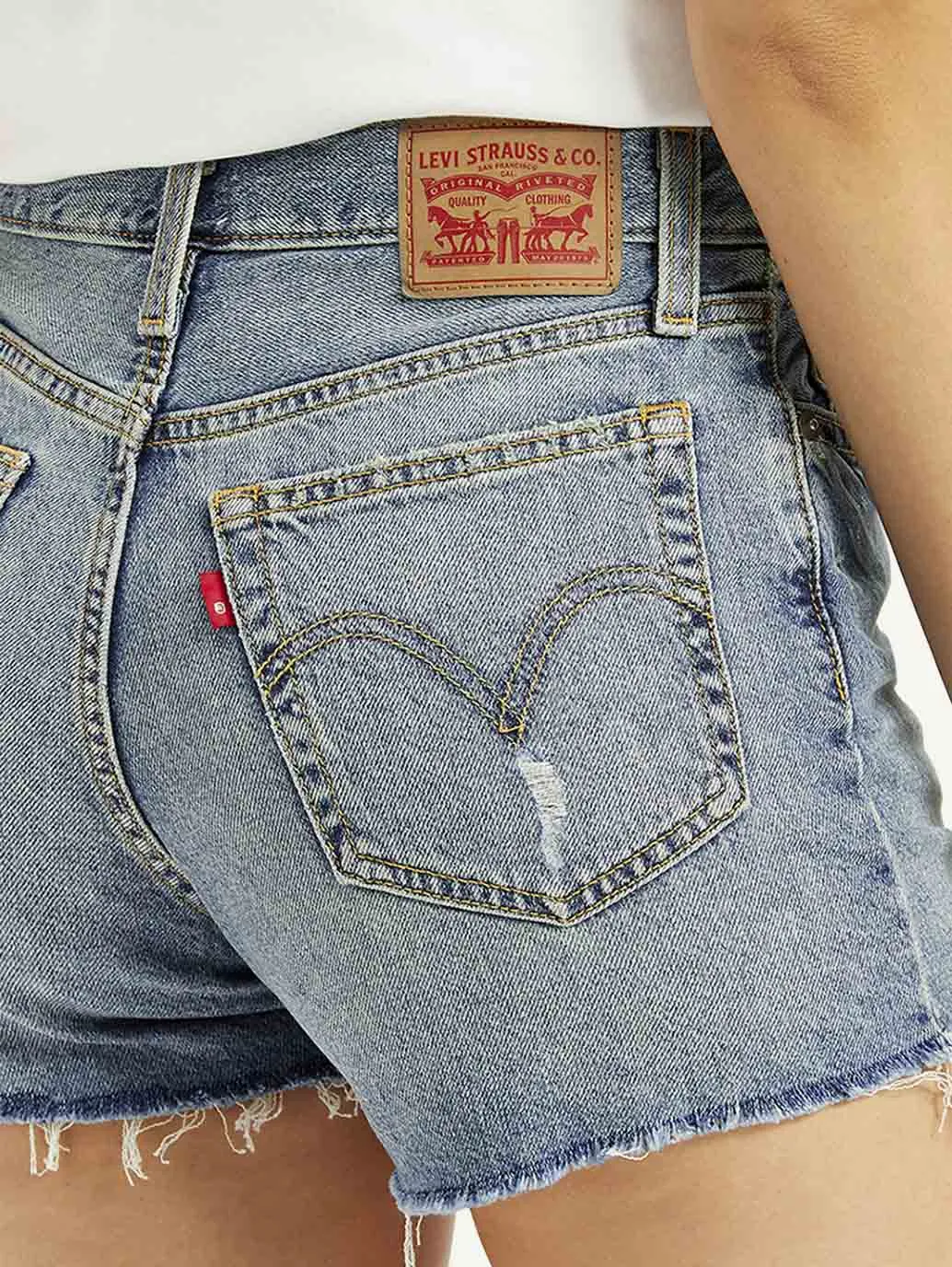 Durable Waistband Unisex Women's Mid Rise Blue Wedgie Shorts