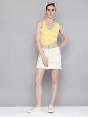 Women's Mid Rise Light Blue?Regular Fit Denim Skirt Velvet Finish Limited Edition