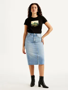 Women's Mid Rise Light Blue?Regular Fit Skirt Wrinkle Resistant Summer Outfit