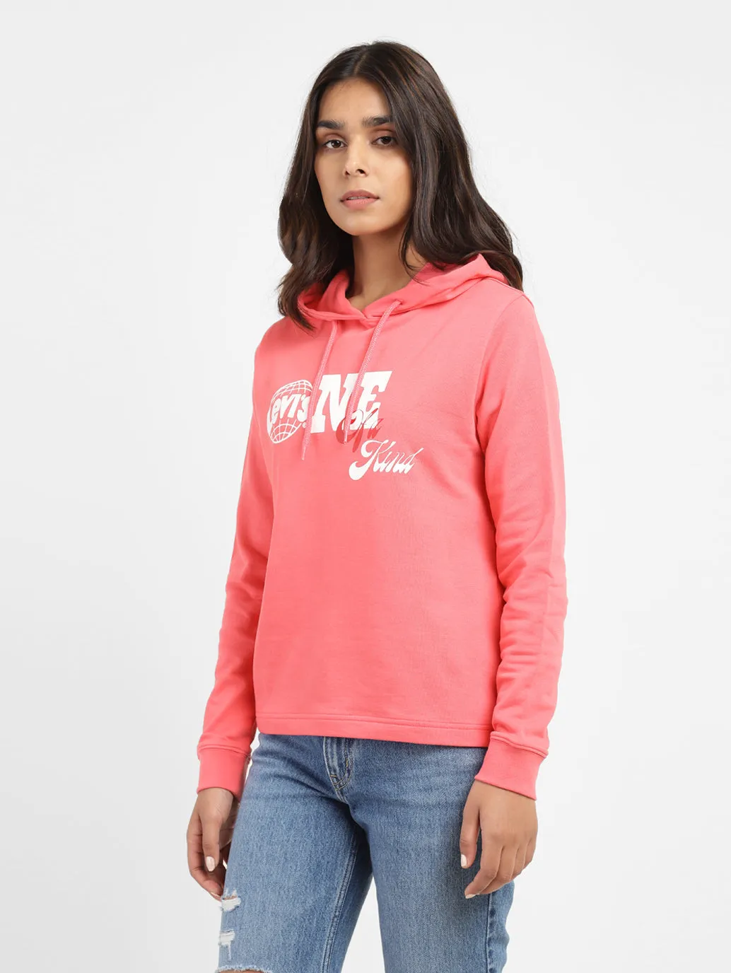 Women's Printed Pink Hooded Sweatshirt Water Resistant
