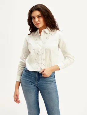 Women's Self Design Spread Collar Regular Fit Shirt Geometric Design Easy Comfort