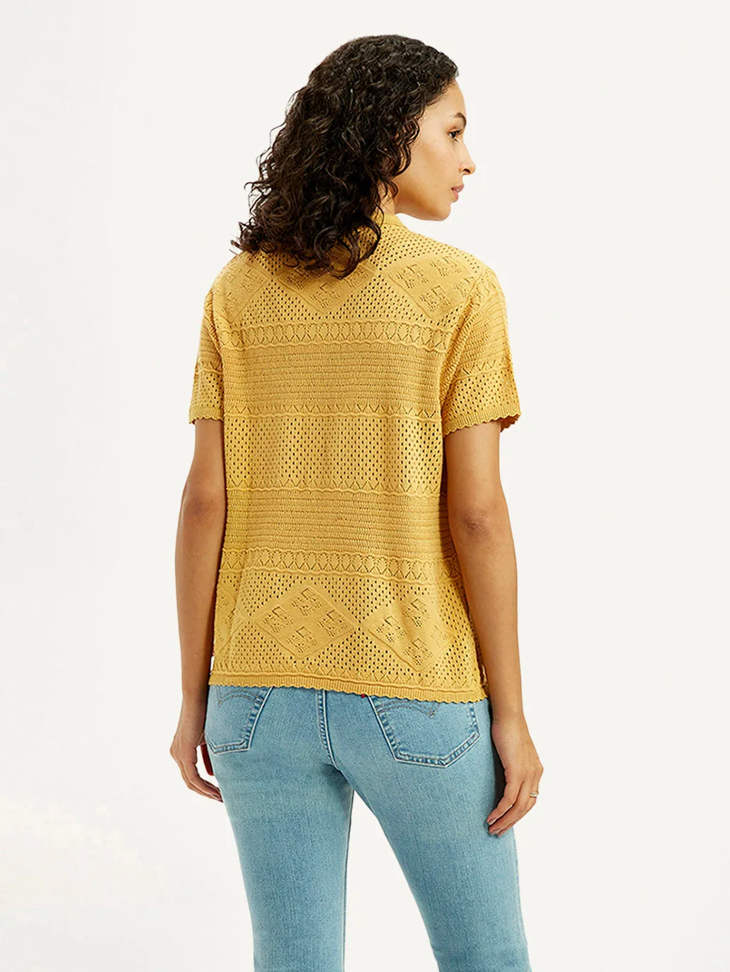 Lightweight Wear Women's Self Design Yellow Spread Collar Shirt