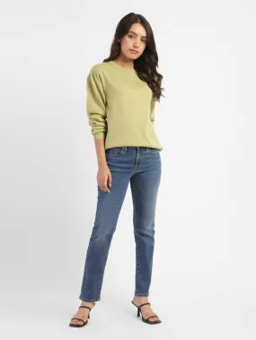 Plush Inner Lining Women's Solid Crew Neck Sweater