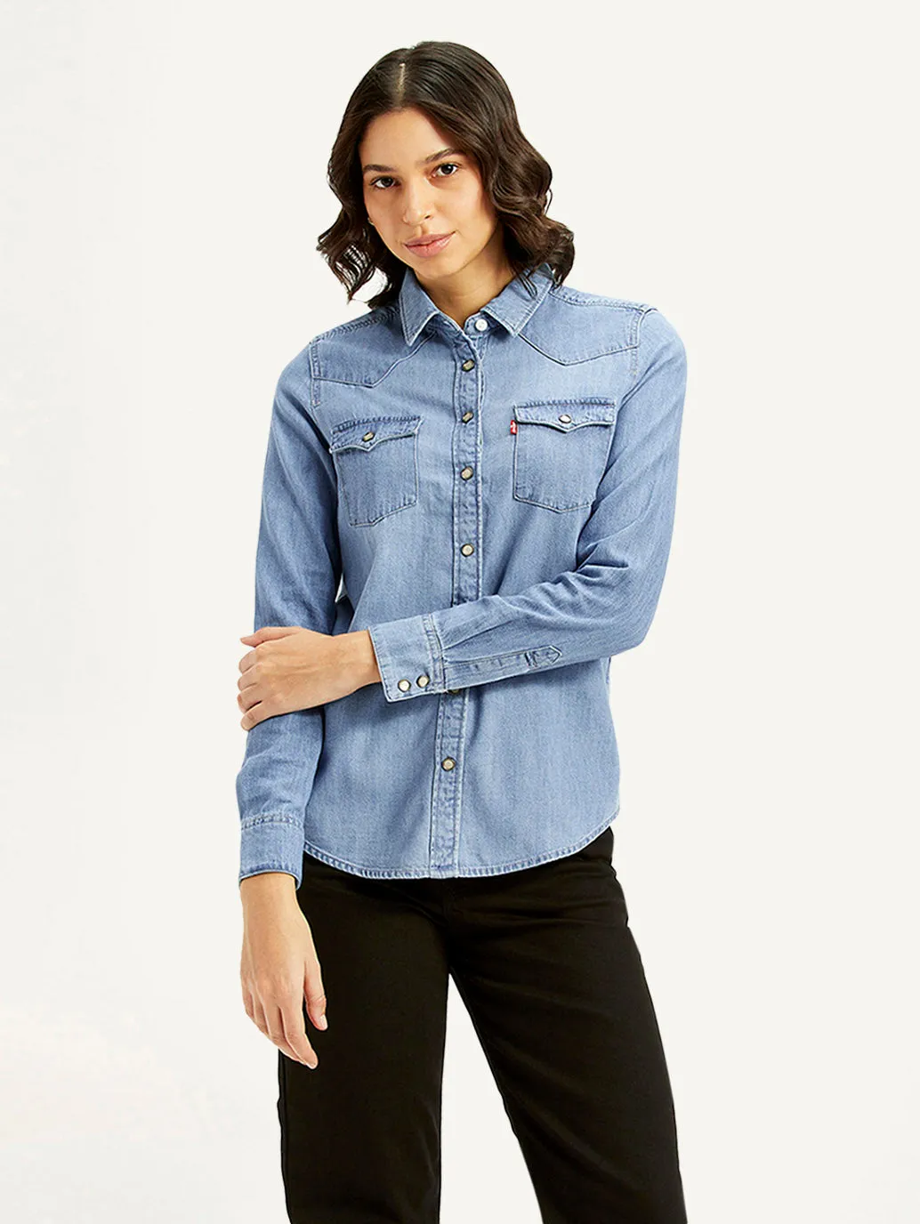 Women's Solid Regular Fit Denim Shirt Resort Wear Mountain Retreat