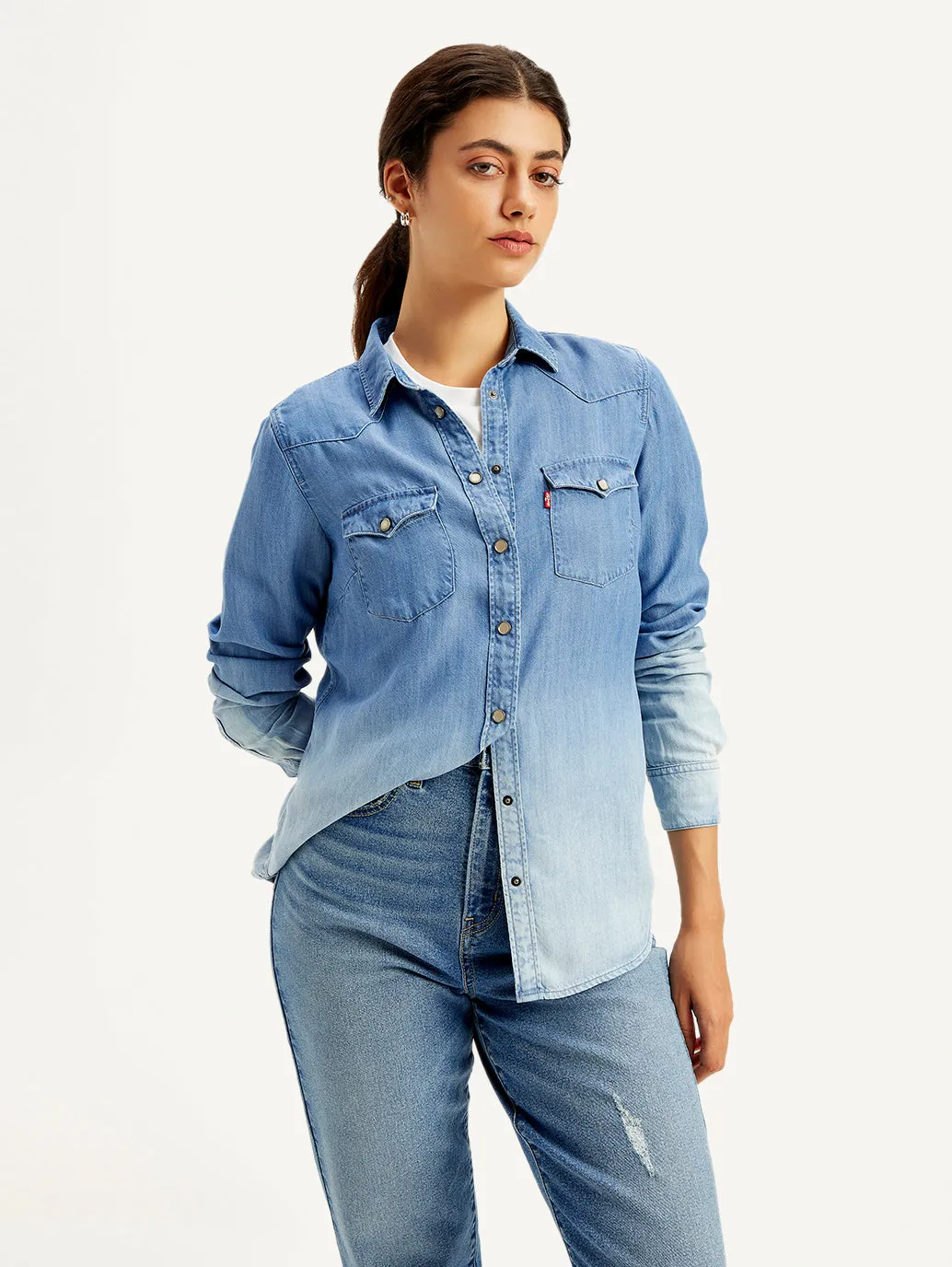 Women's Solid Regular Fit Denim Shirt Timeless Design