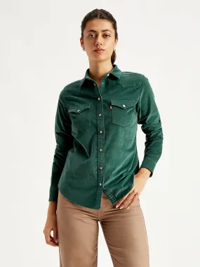 Women's Solid Regular Fit Shirt Artistic Design Workwear Ready