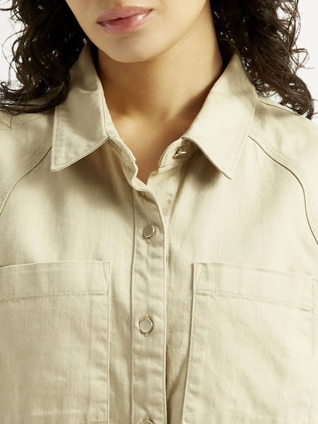 Perfect Look Smart Layering Women's Solid Spread Collar Denim Shirt