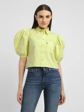 Women's Solid Spread Collar Shirt Practical Choice Unique Design