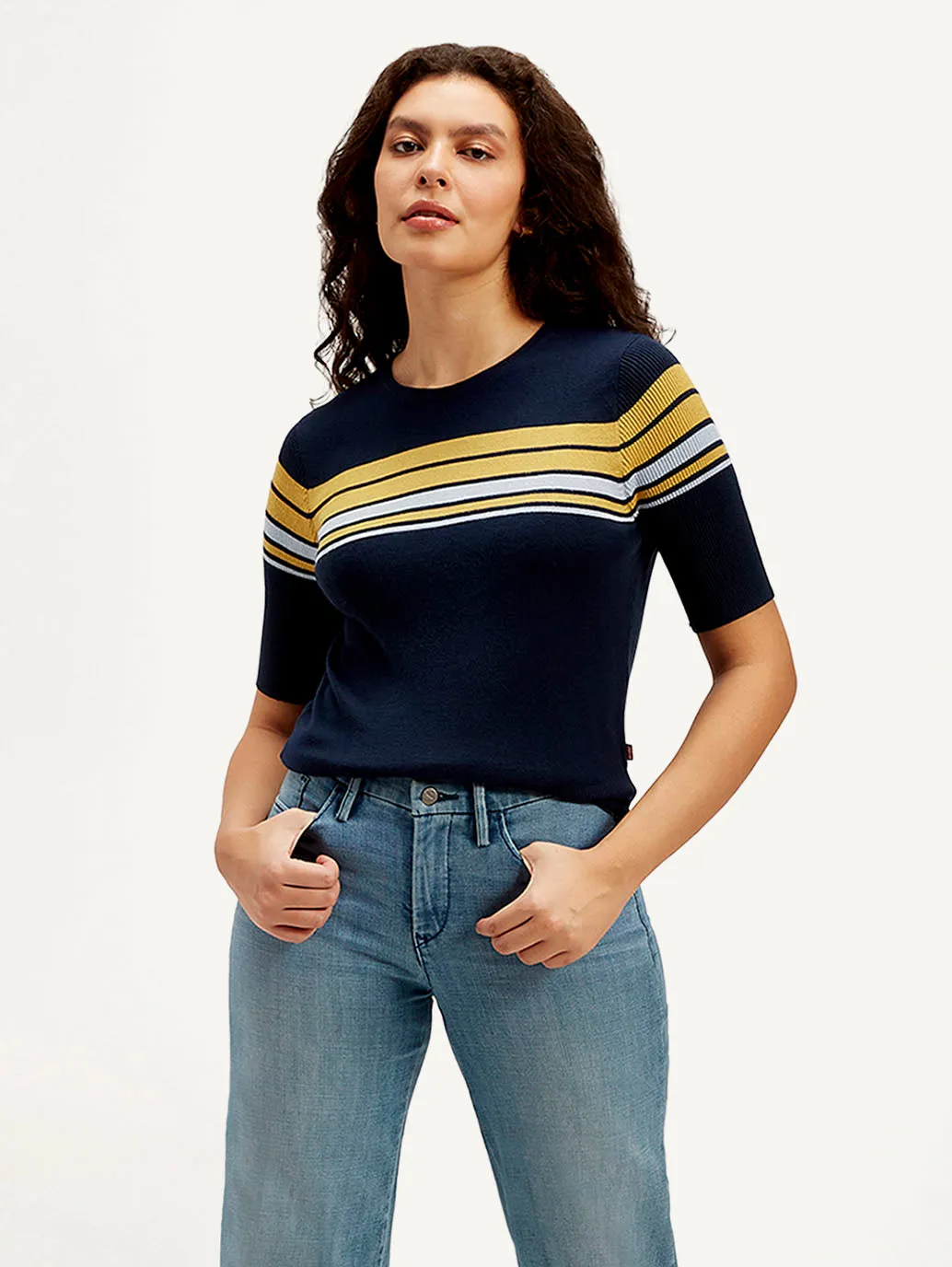 Women's Striped Regular Fit T-shirt Premium Comfort