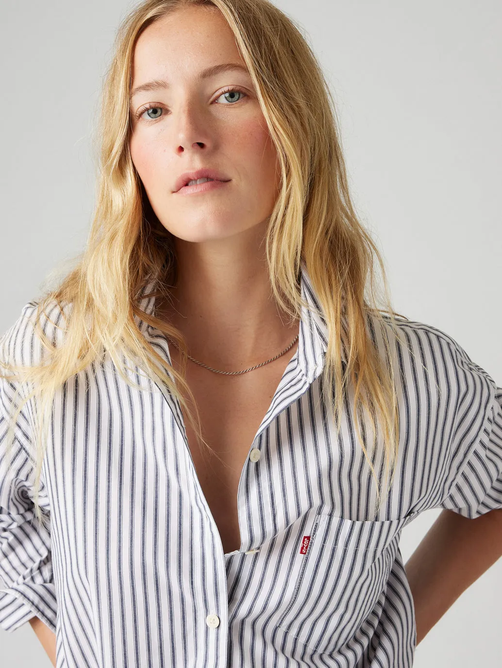 Ultra Soft Interior Flexible Shoulder Construction Women's Striped Relaxed Fit Shirt