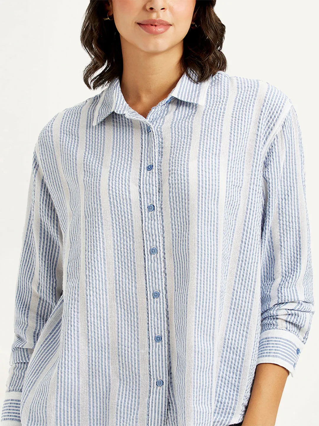 Women's Striped Relaxed Fit Shirt Anti Pilling Surface