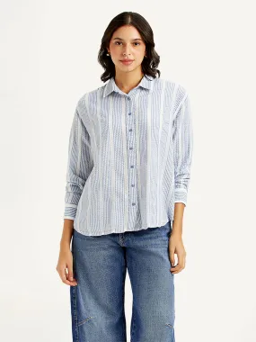 Chill Comfort Street Style Women's Striped Relaxed Fit Shirt