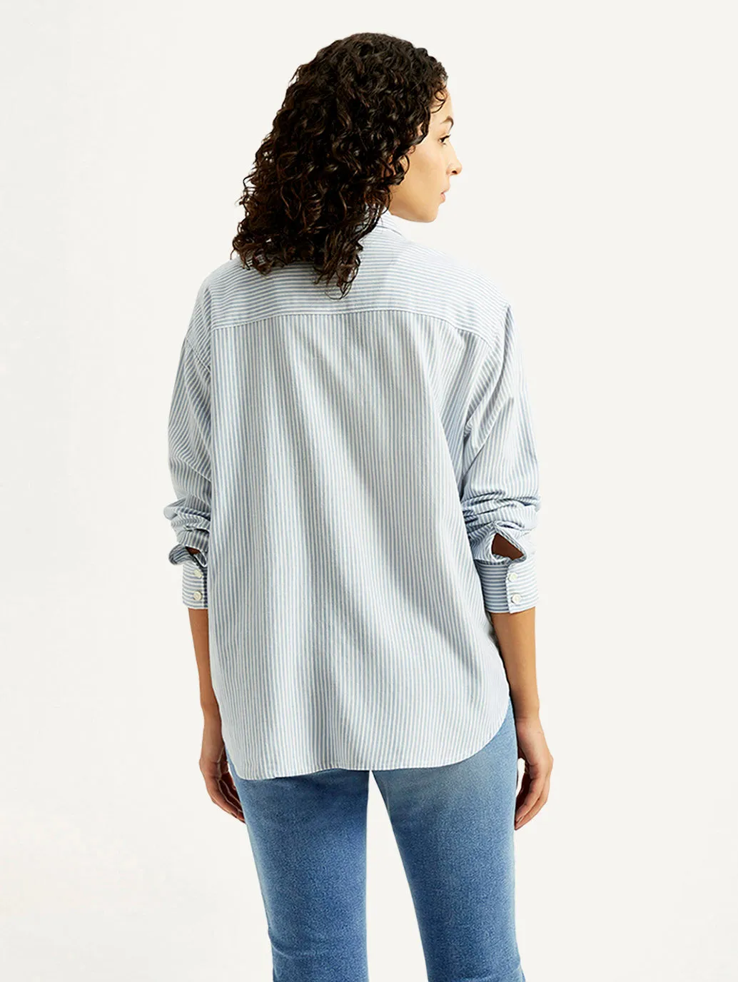 Relaxed Style Women's Striped Slim Fit Linen Shirt