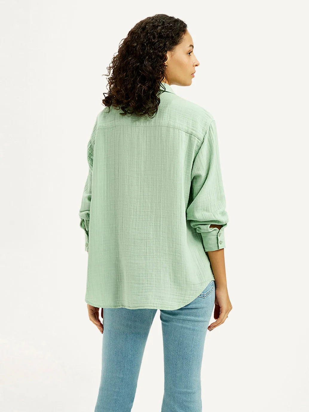 Women's Textured Light Green Slim Fit Shirt checkered pattern