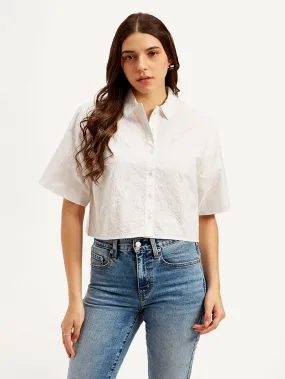 Autumn Look Women's Textured Spread Collar Shirt