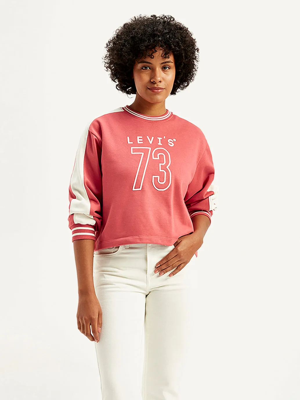 Women's Typographic Print Regular Fit Sweatshirt Layered Fit Pullover