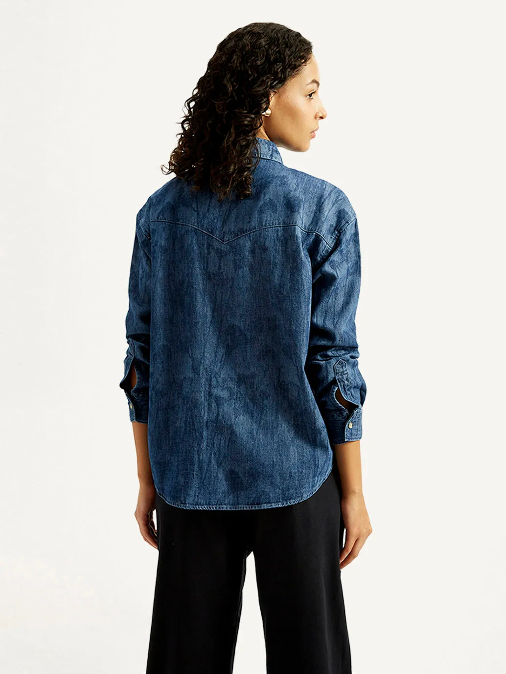 Women's Washed Relaxed Fit Denim Shirt Quick-Dry