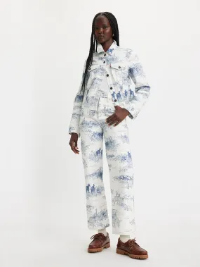 Women's White Ribcage Straight Ankle Fit Mid Rise Jeans Home Comfort Party Look Modern Minimalist Parent Style Evening Stroll Festival Outfit