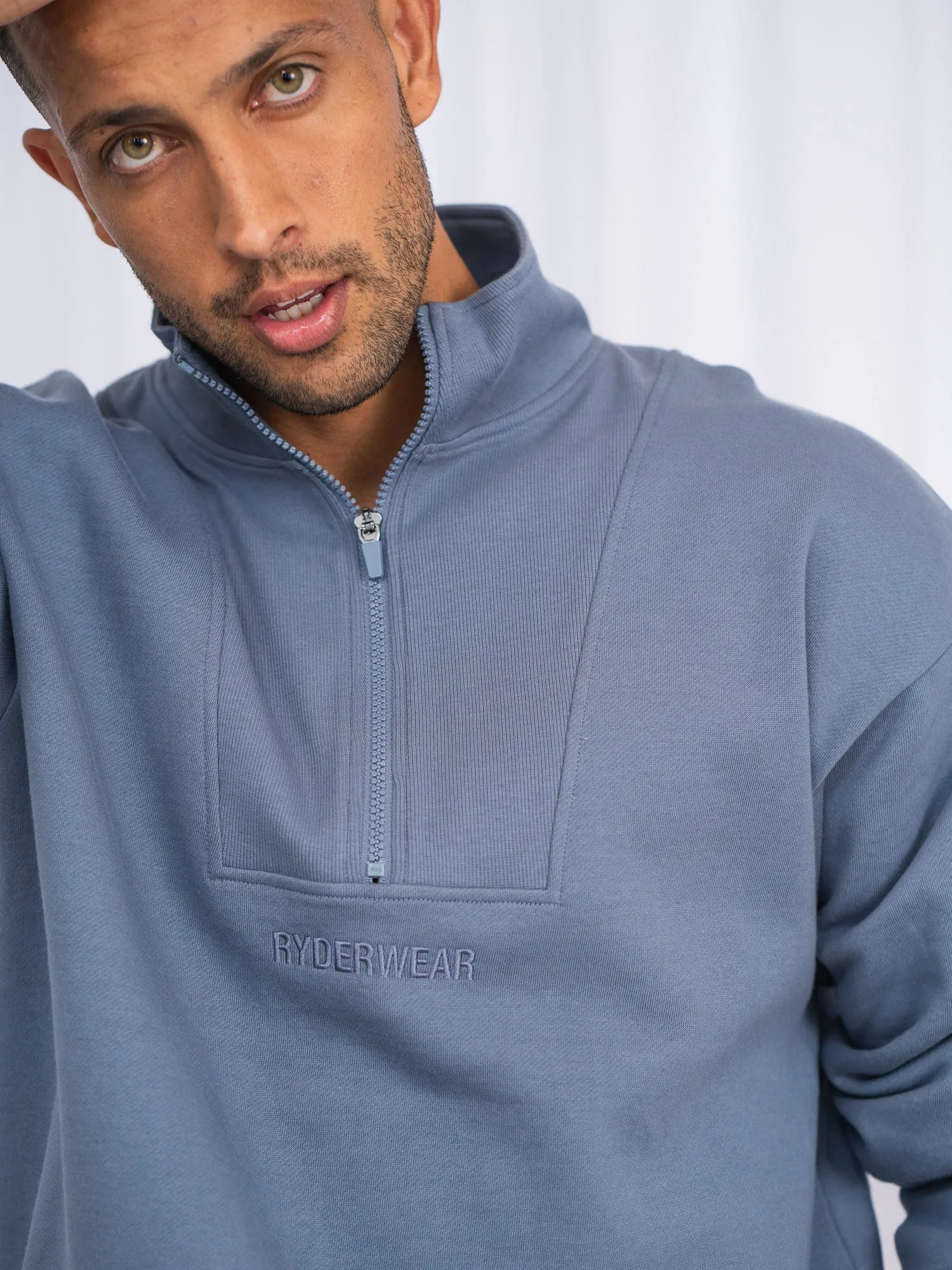 Unisex Half Zip Jumper - Denim Blue Effortless Travel Wear WaterproofDesign