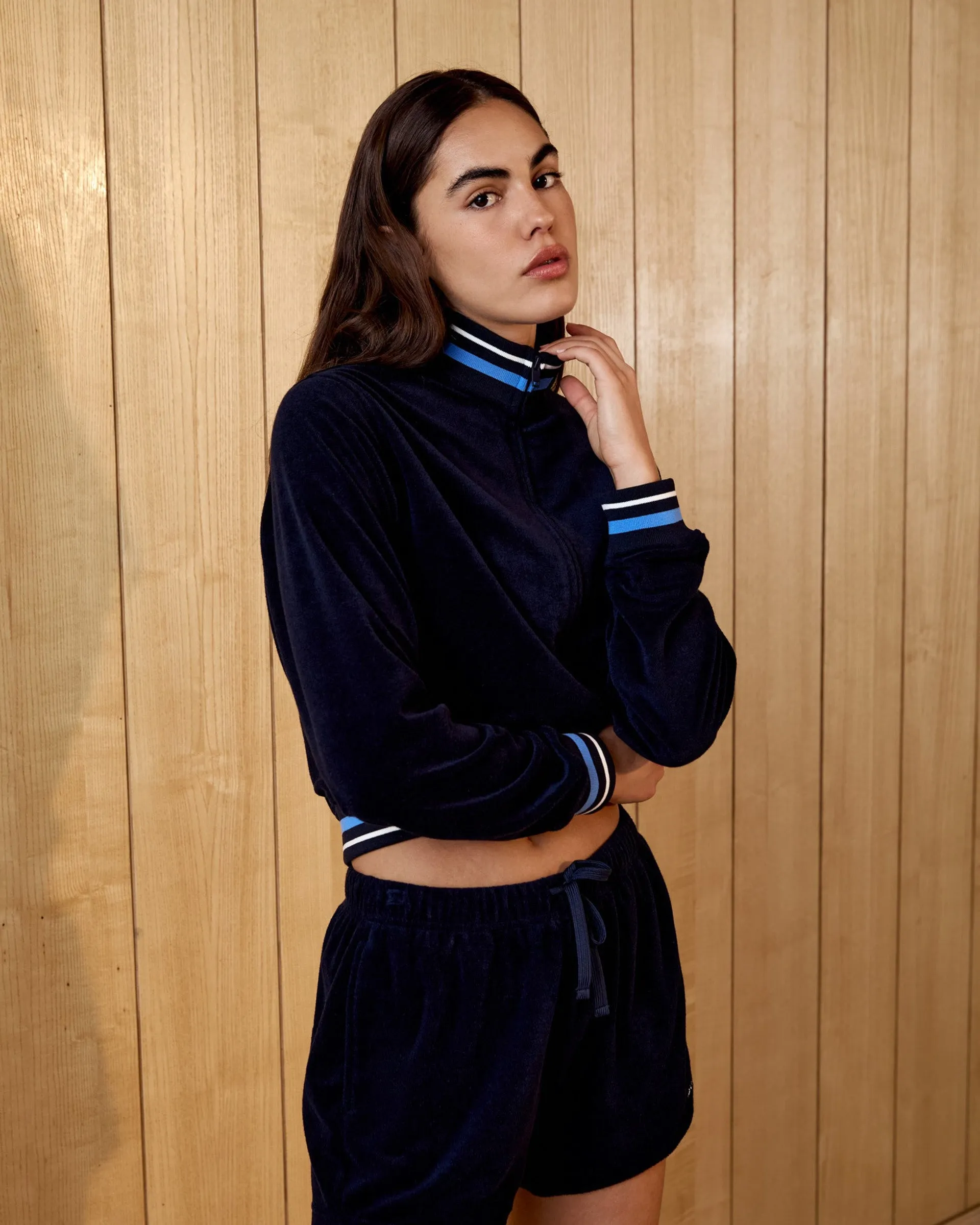 Easy Flow Fit Multi Panel Cut Terry Towelling Shorts - Navy Blue