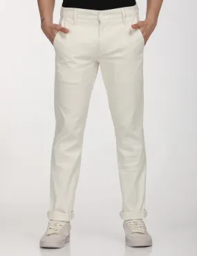 Comfort Style Light Reflective Details Men's White Slim Fit Chinos