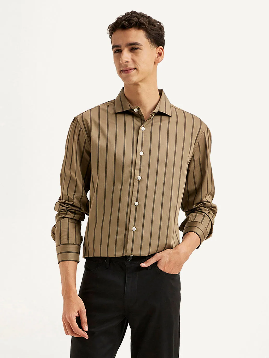 Men's Redloop Striped Slim Fit Shirt Soft Stretch Collar