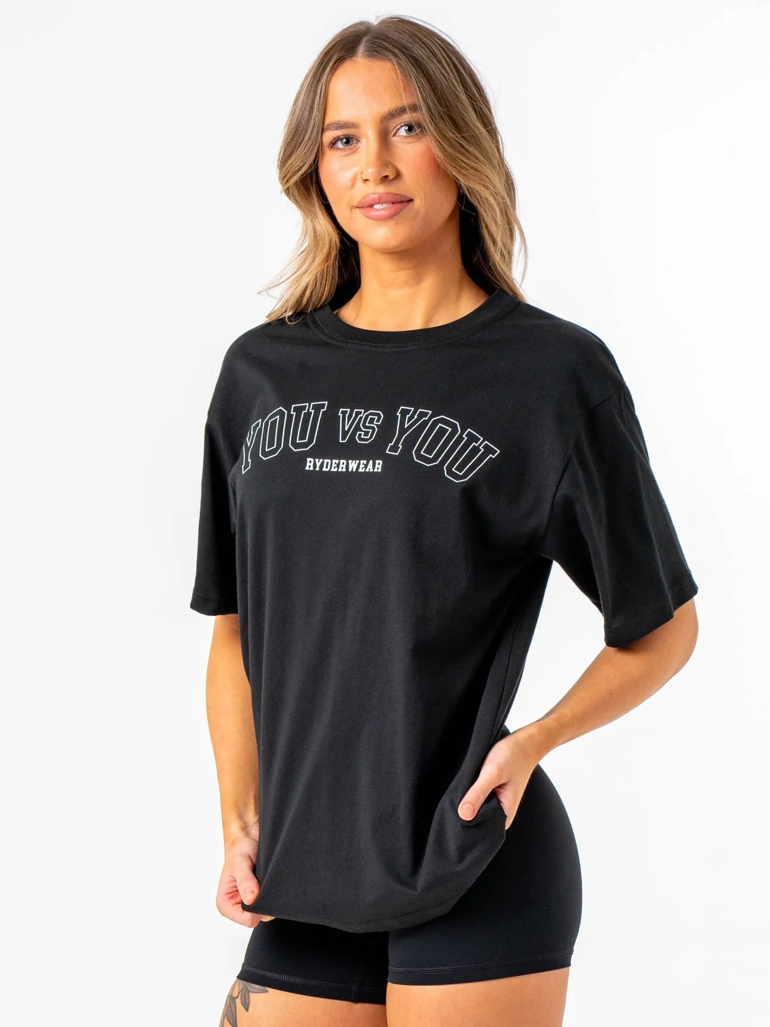 Standard Body Fit You vs You Oversized T-Shirt - Black