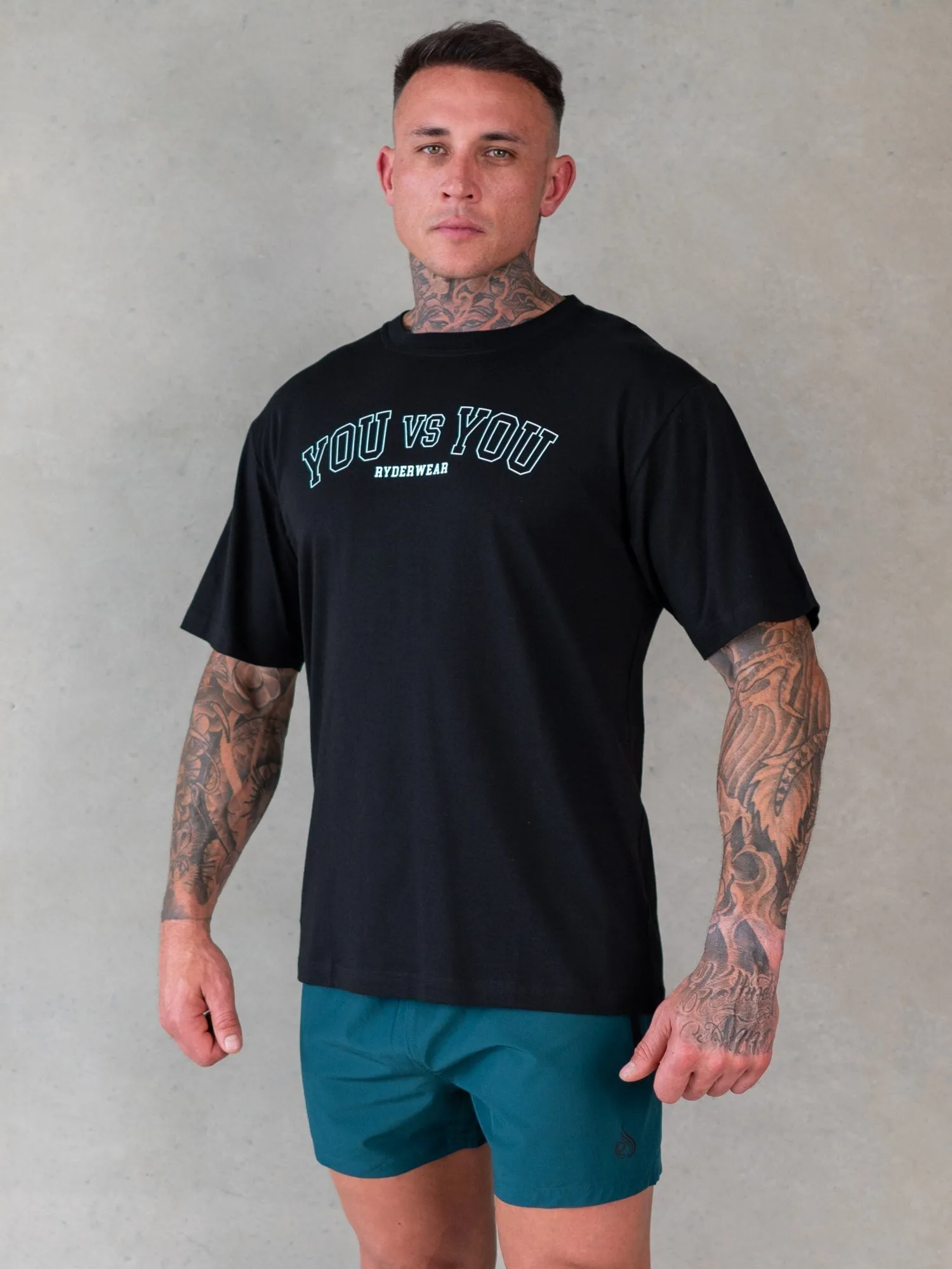 Wrinkle Resistant Cloth You vs You Oversized T-Shirt - Black