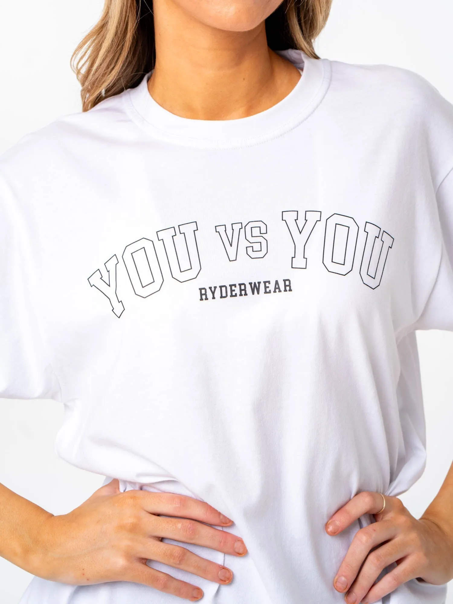 Relaxed Waistband Casual Chic Wear You vs You Oversized T-Shirt - White