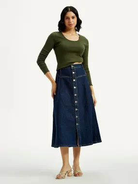 Easy Layers Women's Mid Rise Regular Fit Denim Skirt
