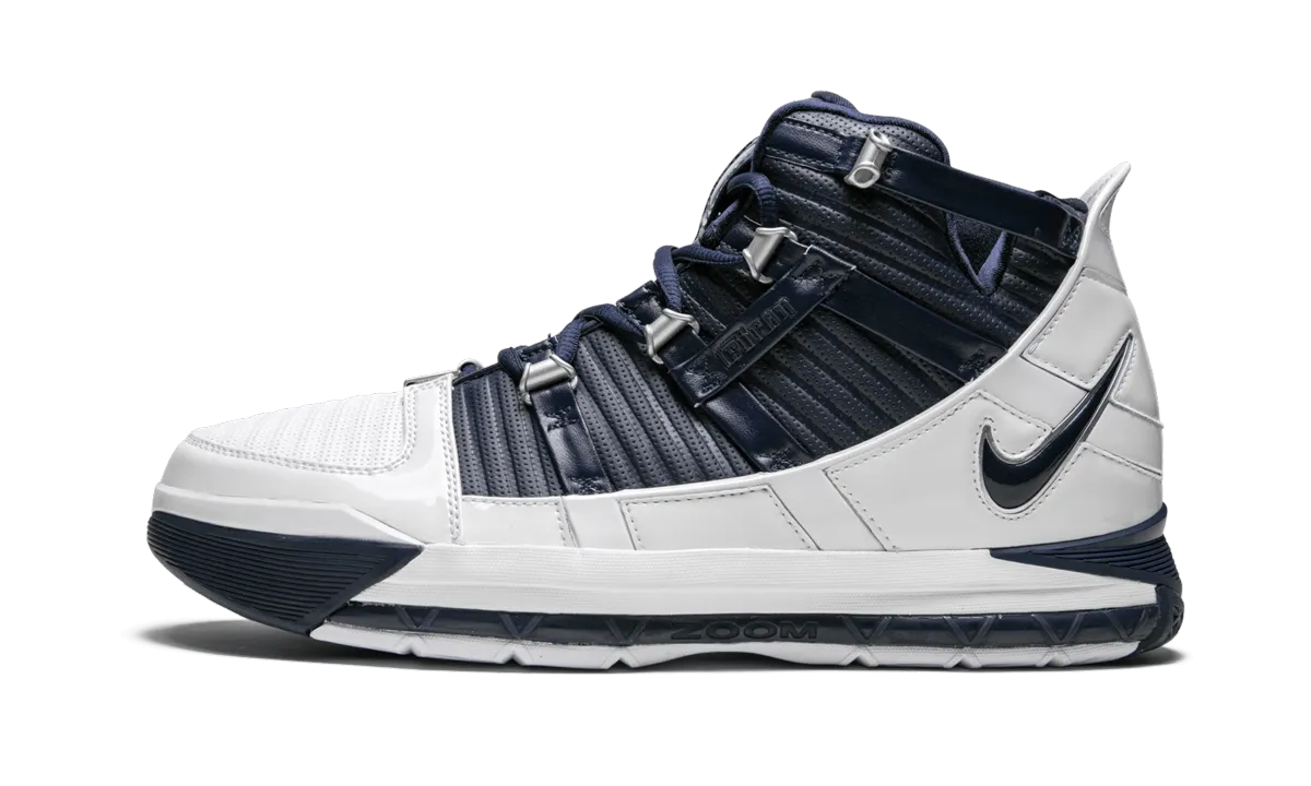 Zoom Lebron 3 QS "White/Navy" Non Marking Rubber Outsole
