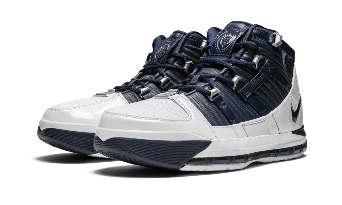 Zoom Lebron 3 QS "White/Navy" Compression Molded Midfoot Tensile Fiber Weave